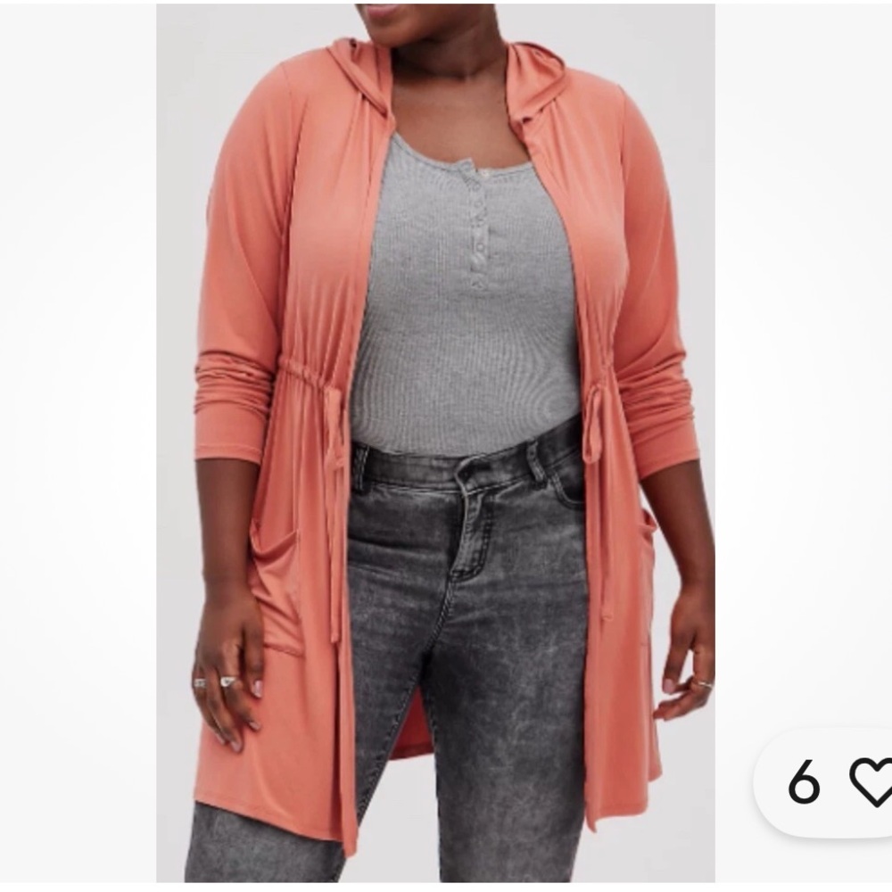 Torrid Size 2X‎ Hooded Anorak Soft Wrinkle-Resistant Cupro Rusty Brown Cardigan